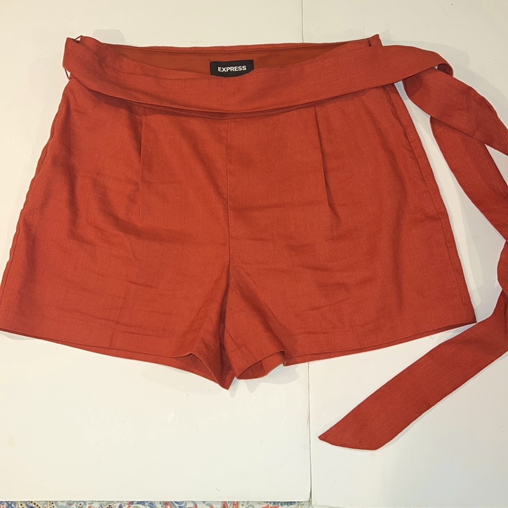 Express High Waist Women Shorts - rust Orange